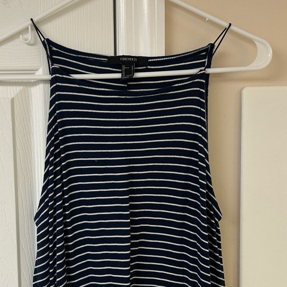 Forever 21 Blue and White Striped Sleeveless Flowy Dress - Picture 2 of 5